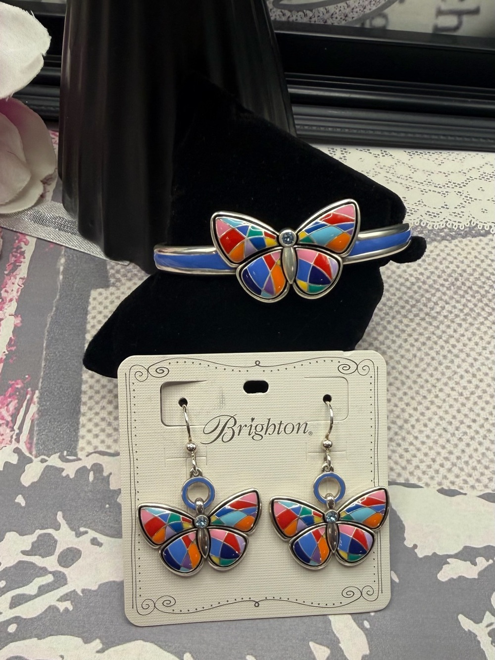Brighton Colormix Enamel Butterfly Bracelet & Earrings Set- NWT